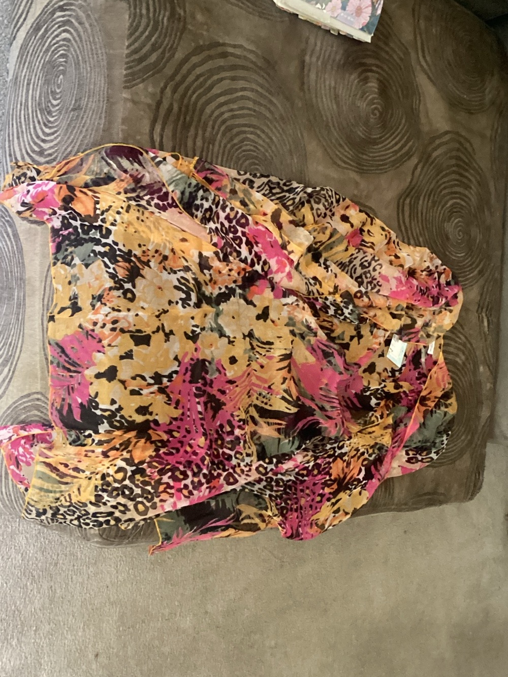 Women's Sheer Mixed Print Tunic - Pink Multi